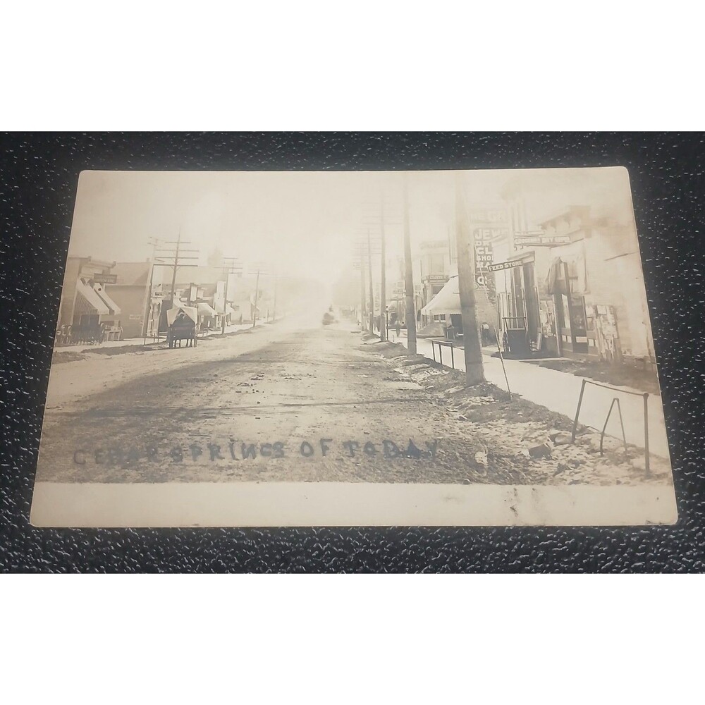 Rppc Cedar Springs Mi Downtown Dirt Street  grocery store Jewelry Horse Buggy